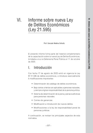 Portada de Informe sobre nueva Ley de Delitos Económicos (Ley 21.595)